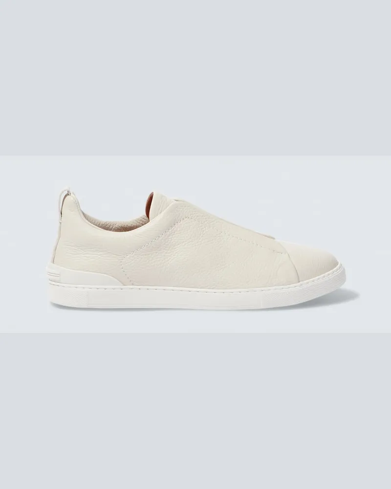 Ermenegildo Zegna Sneakers Triple Stitch aus Leder Neutral