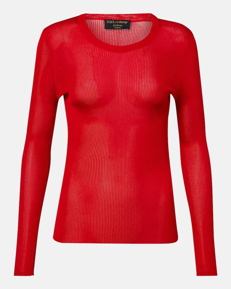 Dolce & Gabbana Pullover aus Rippstrick Rot