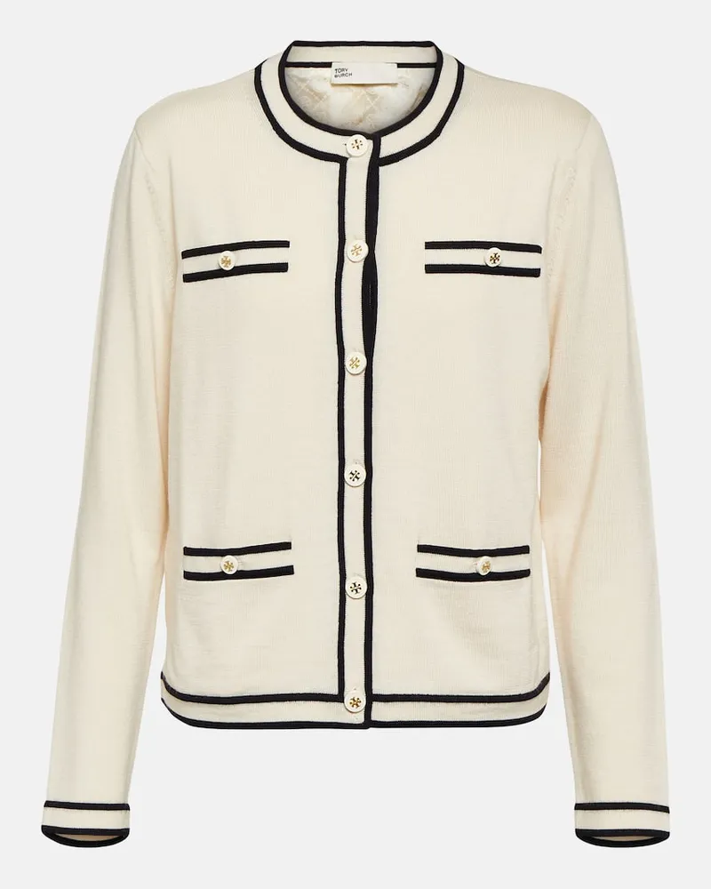 Tory Burch Cardigan Kendra aus Wolle Weiß