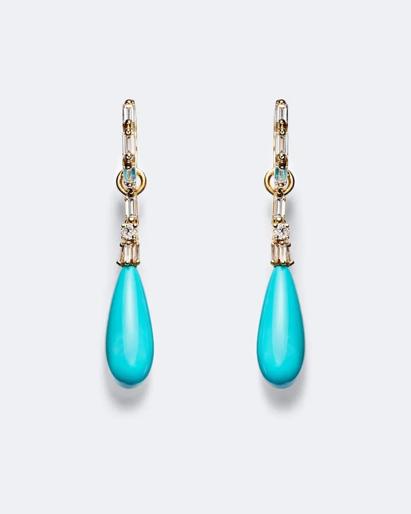 Suzanne Kalan Ohrringe aus 18kt Gelbgold mit Diamanten und Türkisen Gold