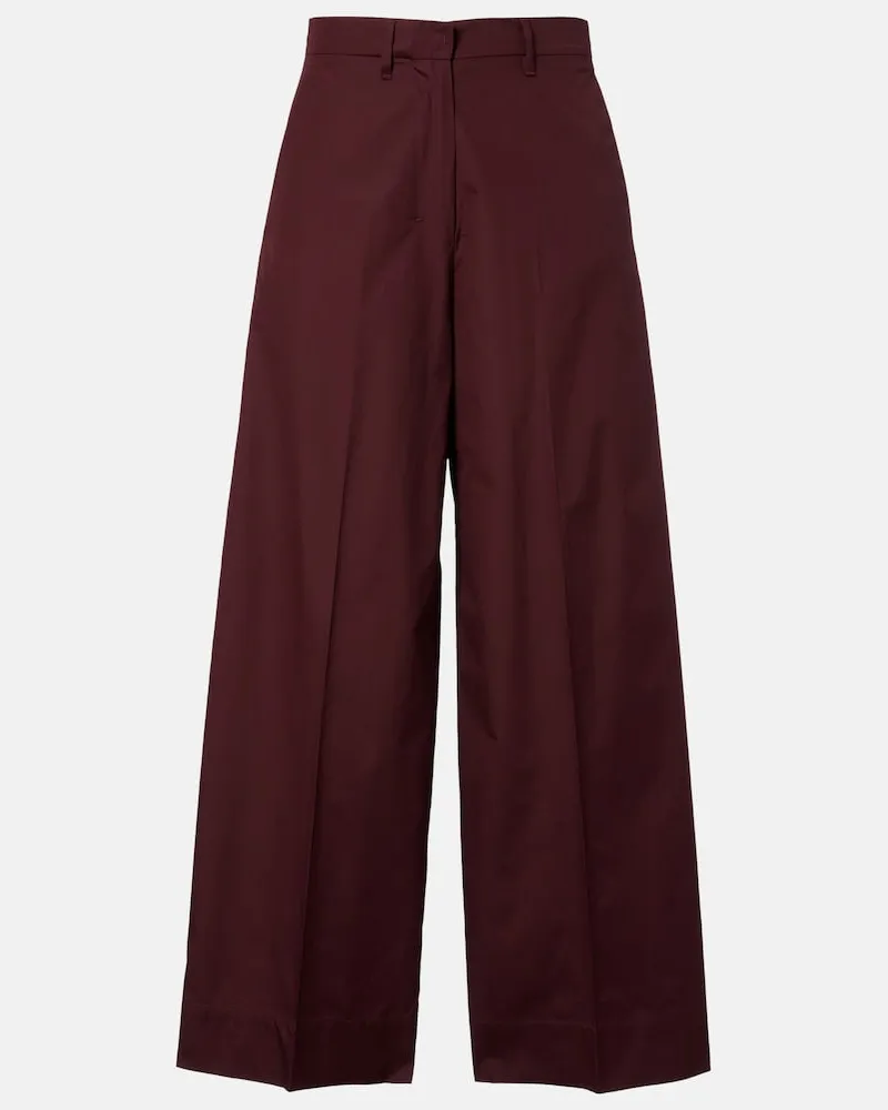 Max Mara Weite Cropped-Hose aus Baumwollpopeline Burgunderrot
