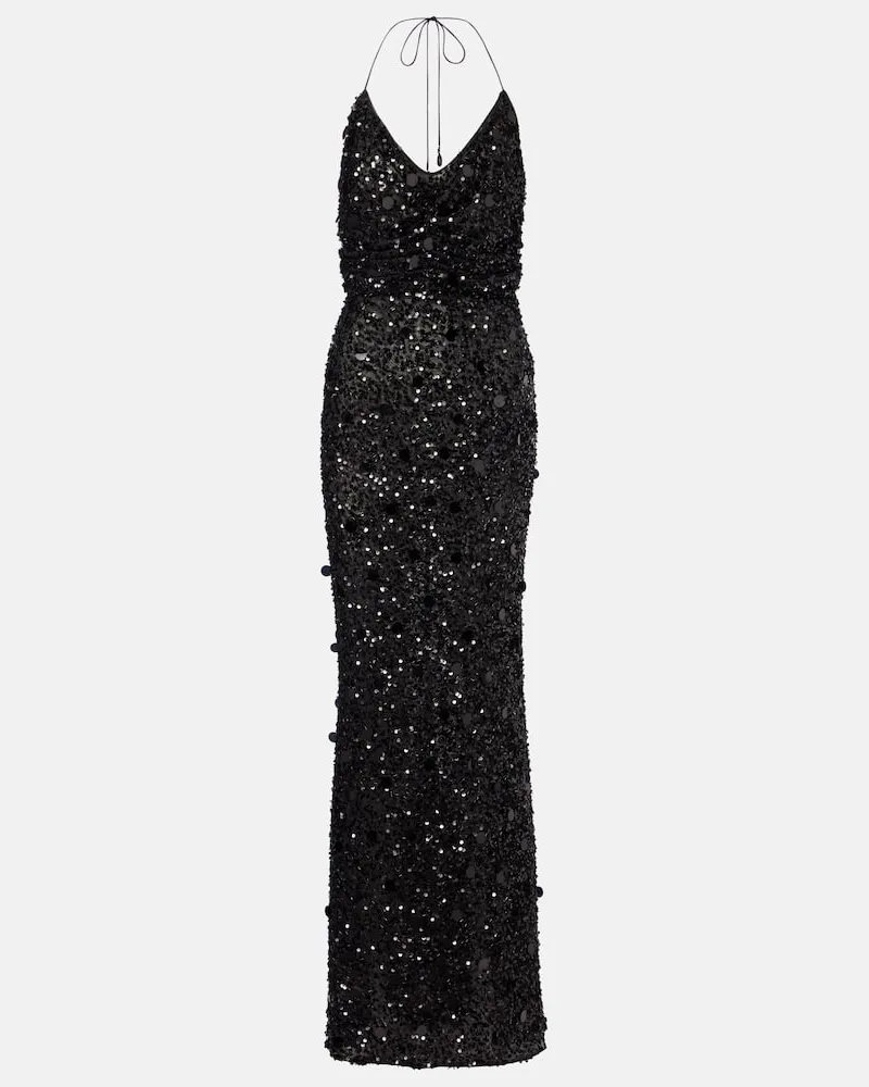 Dolce & Gabbana Robe mit Pailletten Schwarz