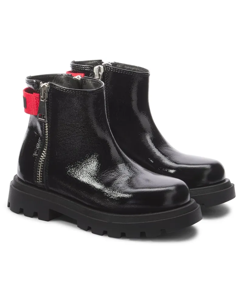 Moschino Ankle Boots aus Leder Schwarz