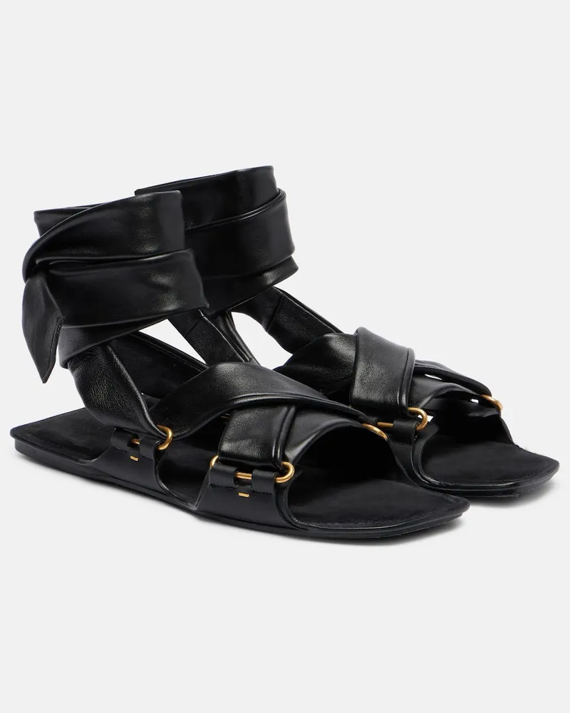 KHAITE Sandalen Boden Tie aus Leder Schwarz