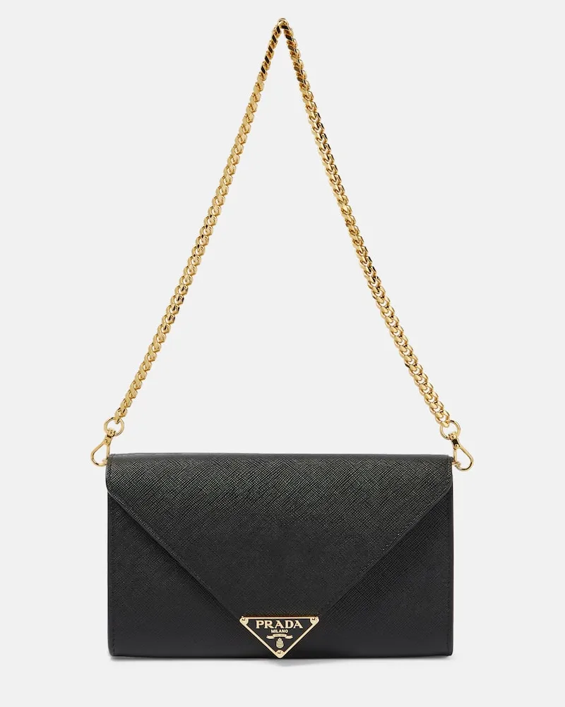 Prada Schultertasche aus Leder Schwarz