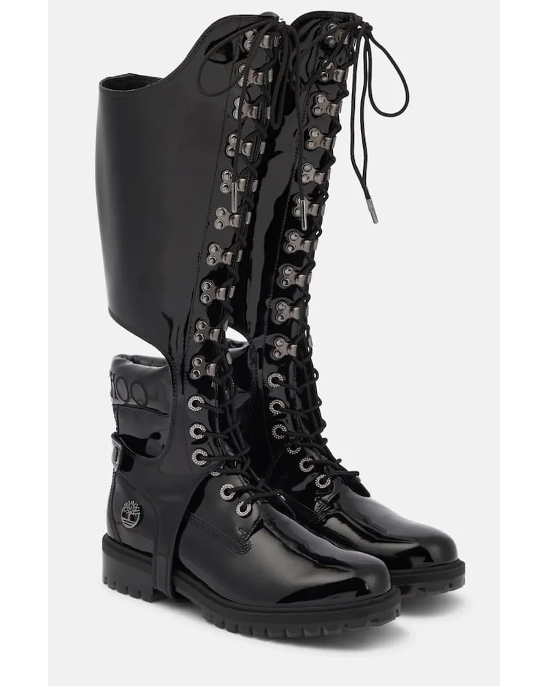 Jimmy Choo X Timberland Schnuerstiefel aus Lackleder Schwarz