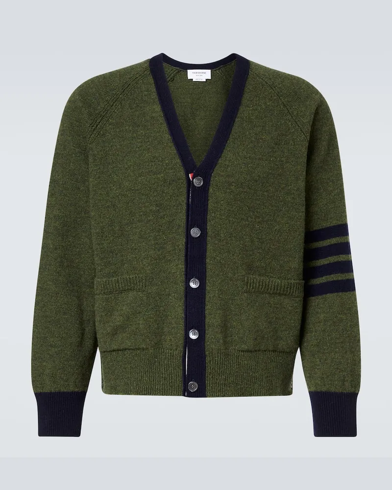 Thom Browne Cardigan 4-Bar aus Wolle Grün