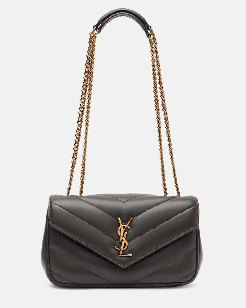 Saint Laurent Schultertasche Loulou Small aus Leder Grau