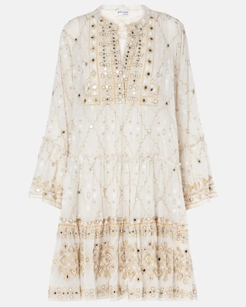 Juliet Dunn Bedrucktes Midikleid Mosaic aus Baumwolle Neutral