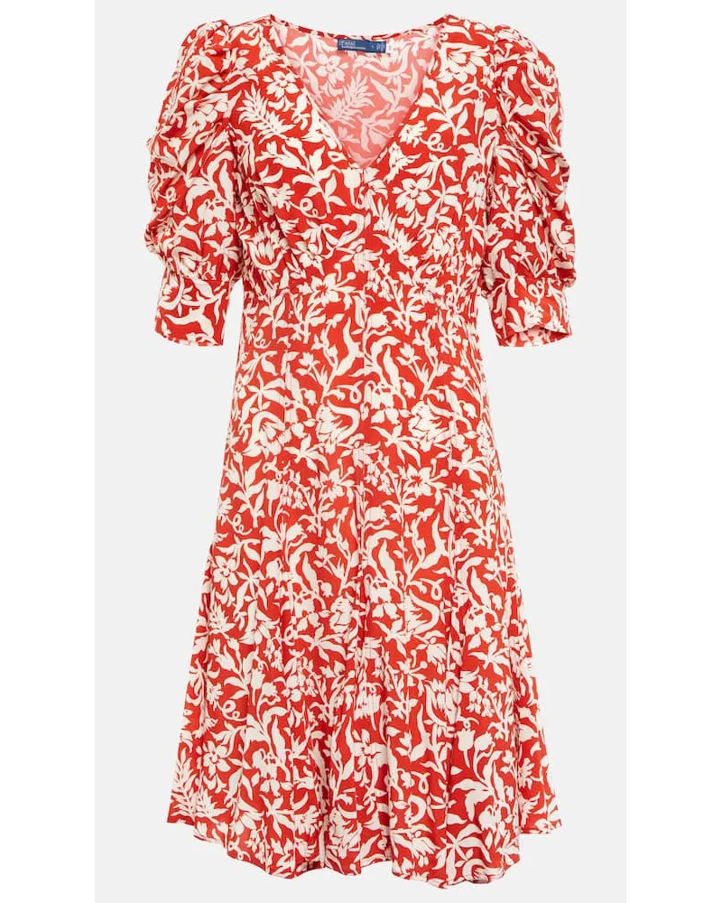 Ralph Lauren Bedrucktes Minikleid aus Crêpe Rot