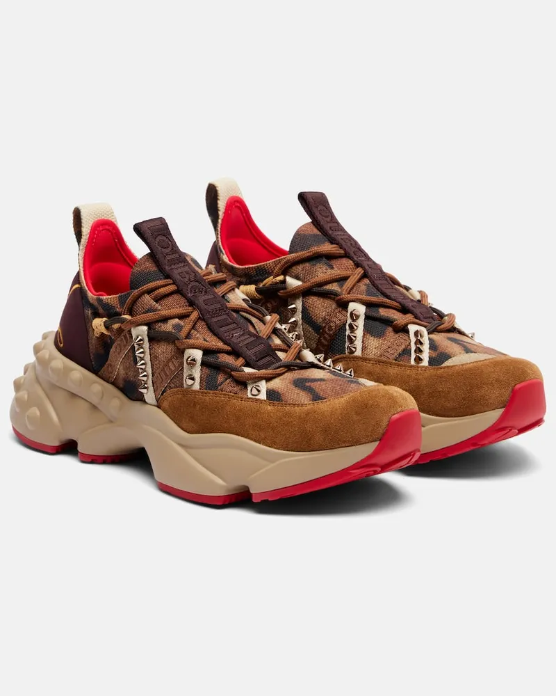 Christian Louboutin Sneakers Trailrun mit Veloursleder Braun