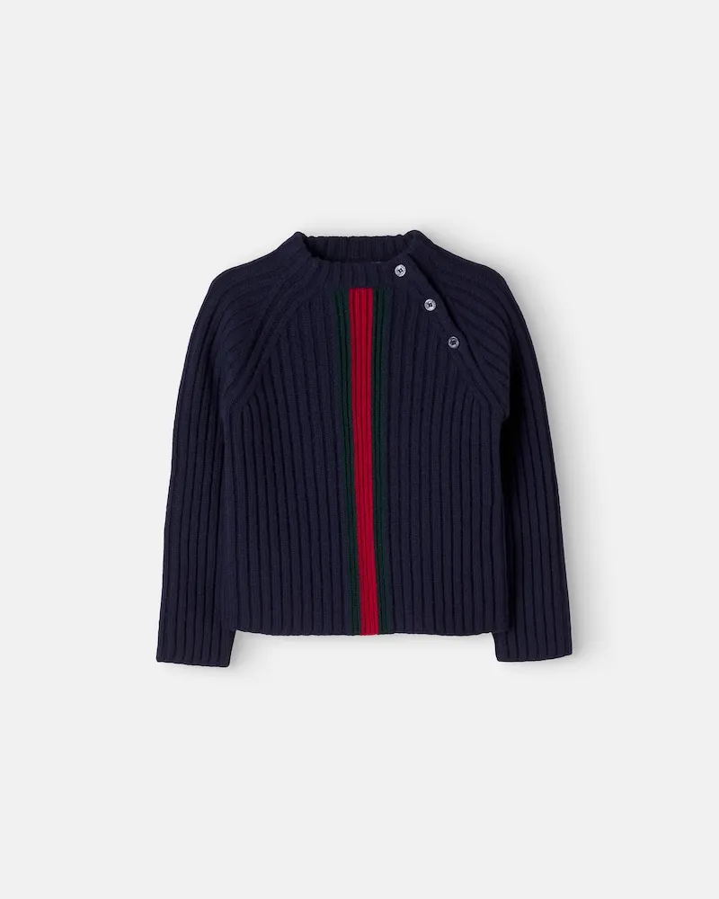 Gucci Jacquard-Pullover aus Wolle Blau
