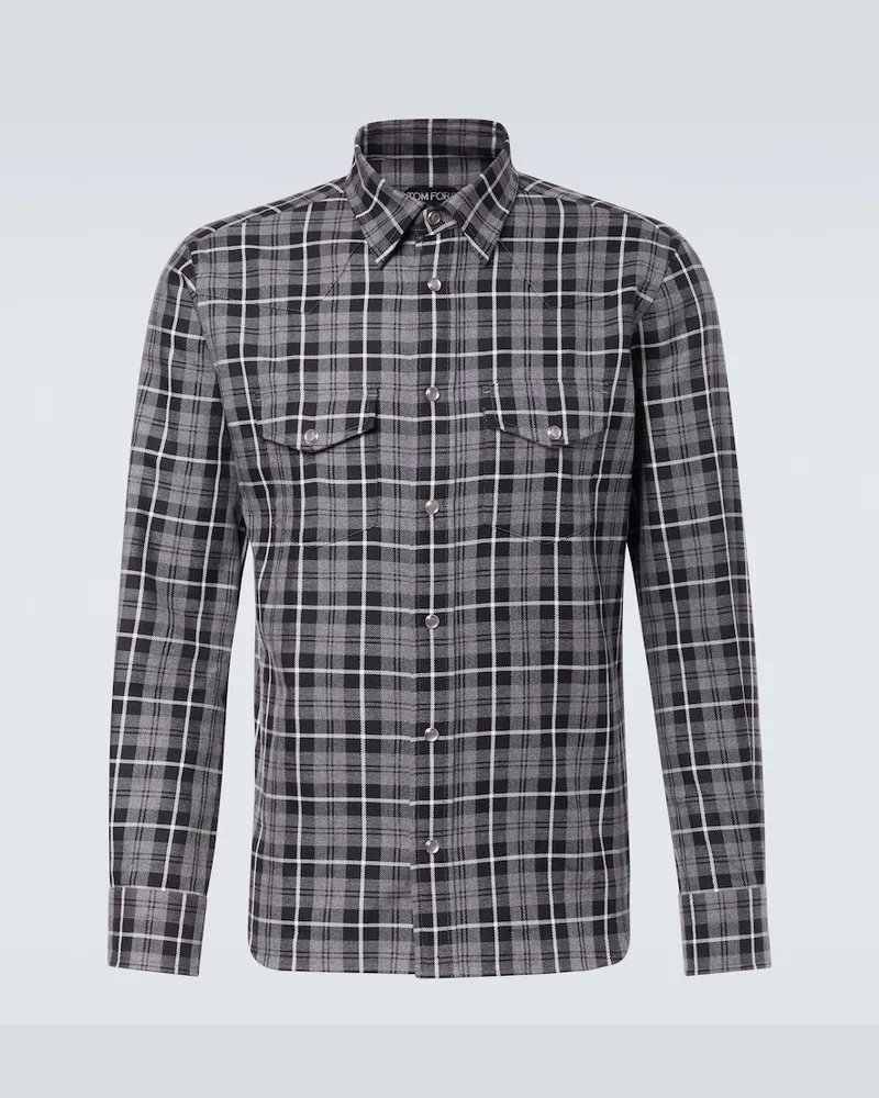 Tom Ford Hemd aus Baumwoll-Twill Grau