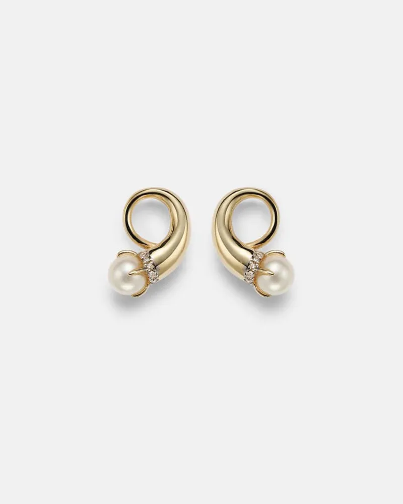 MATEO Ohrringe aus 14kt Gelbgold mit Diamanten und Perlen Gold