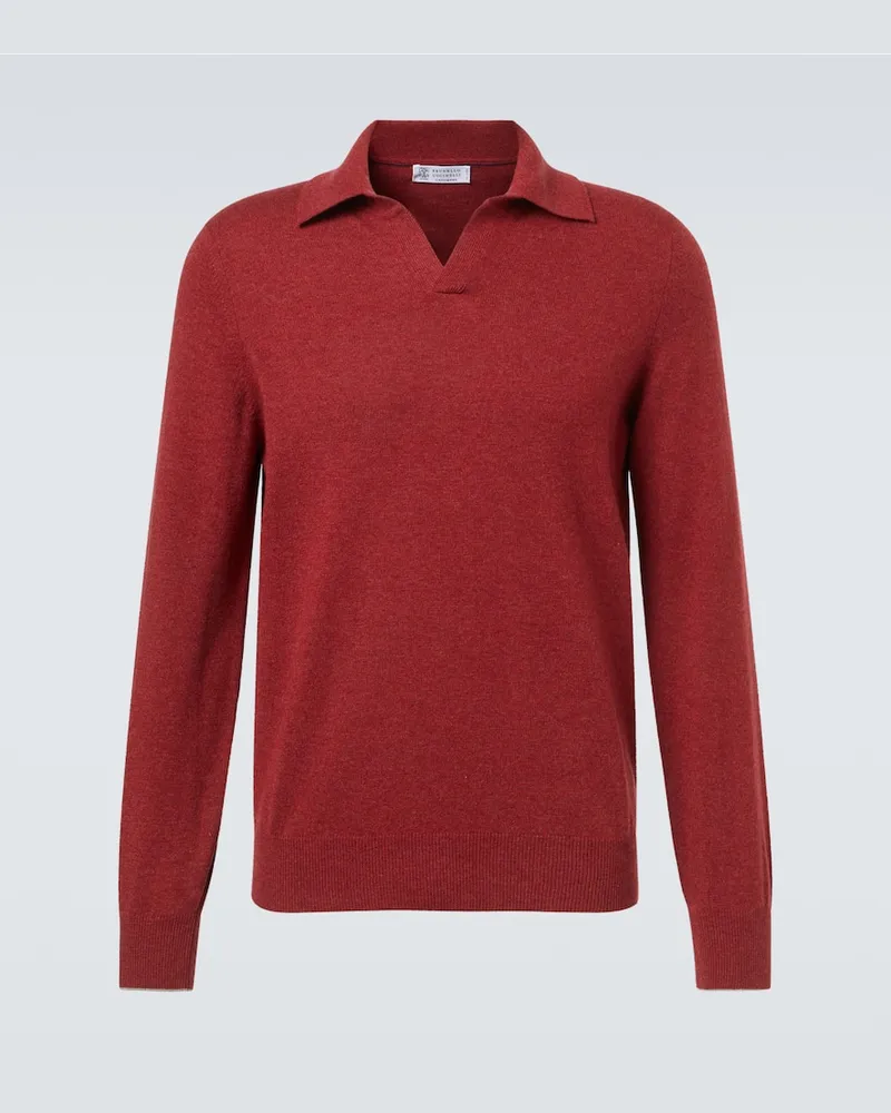 Brunello Cucinelli Polopullover aus Kaschmir Rot