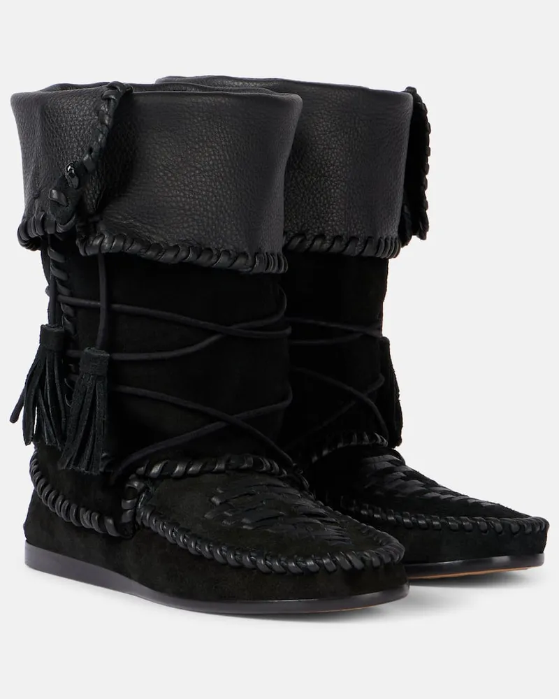 Isabel Marant Ankle Boots Winki aus Veloursleder Schwarz