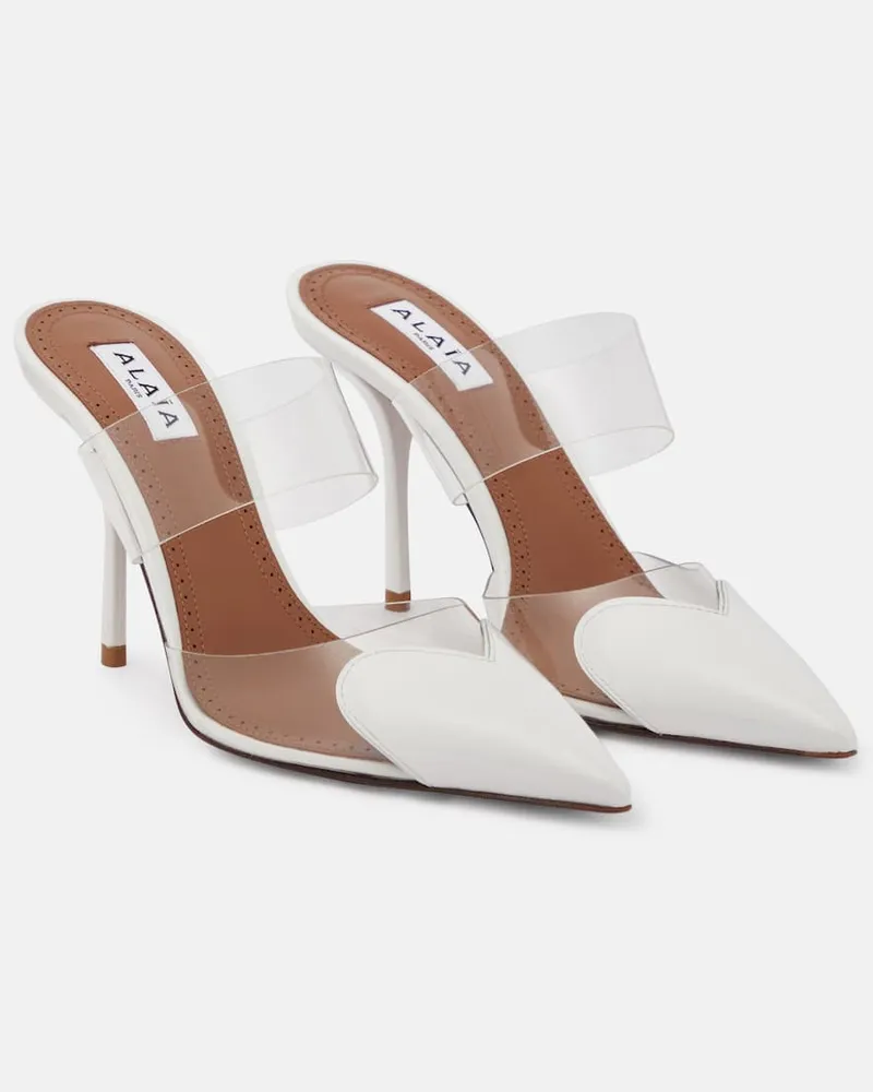 Alaïa Alaia Mules Cour aus Lackleder Weiss