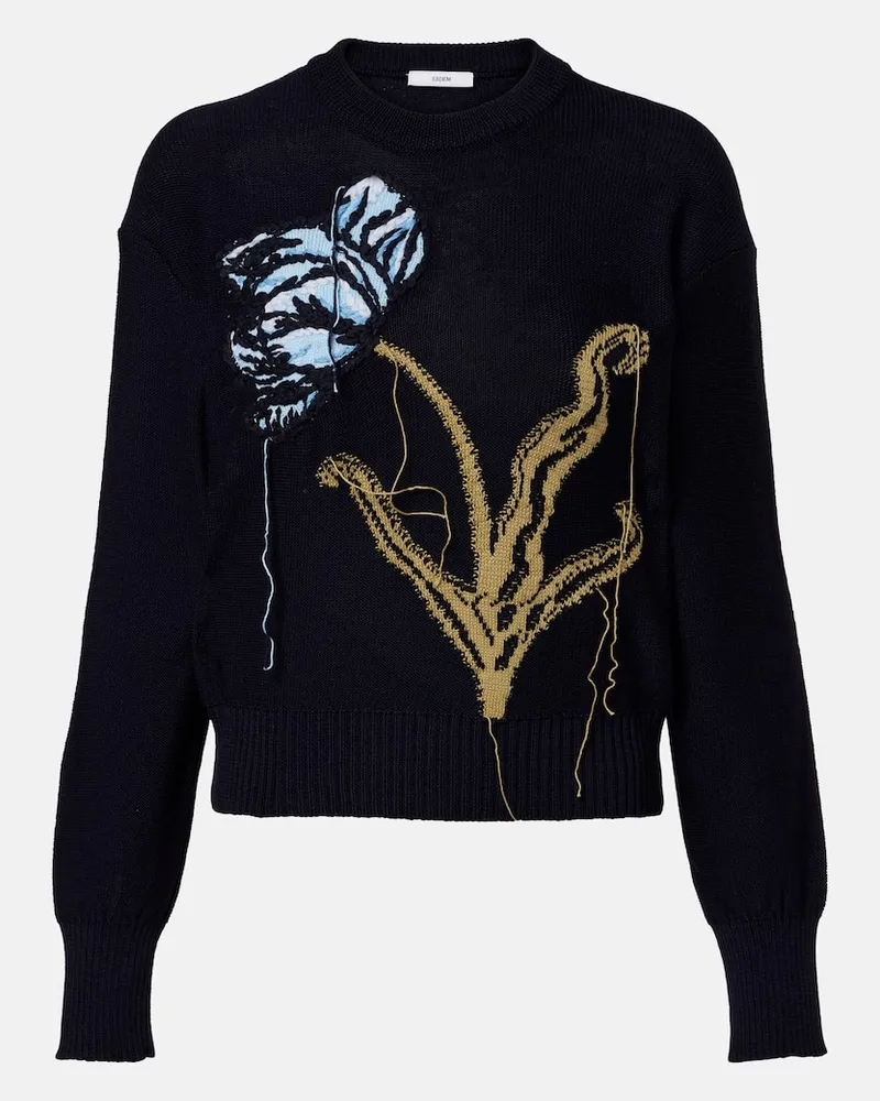 Erdem Pullover aus Wolle und Baumwolle Blau