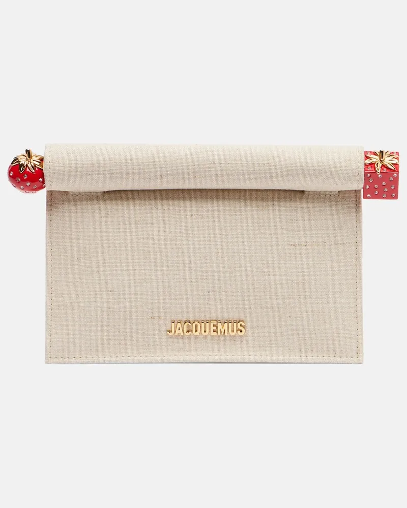 Jacquemus Clutch Rond Carré aus Canvas Beige