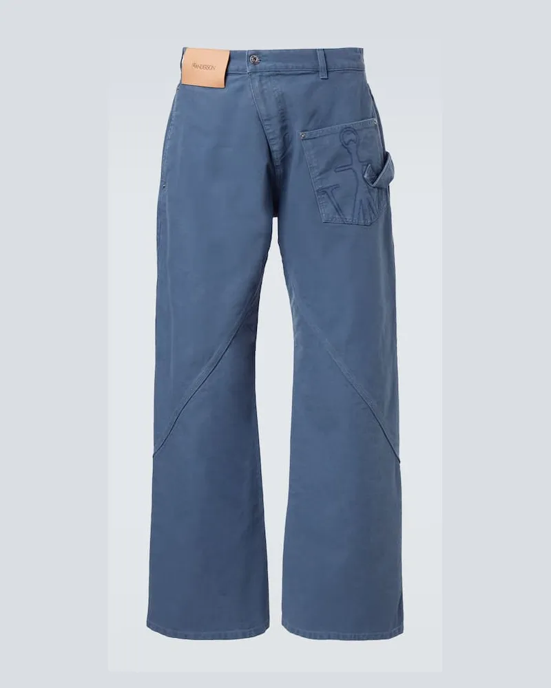 J.W.Anderson Weite Hose Twisted aus Baumwoll-Canvas Blau