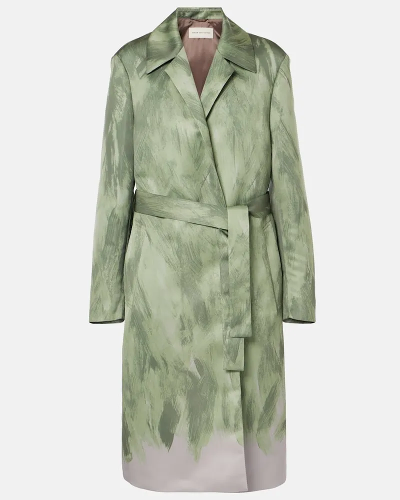 Dries van Noten Mantel aus Satin Grün