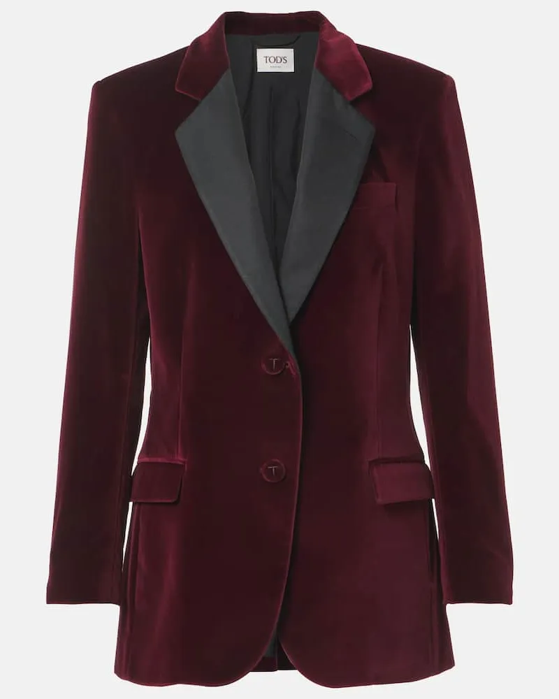 TOD'S Blazer aus Baumwollsamt Burgunderrot