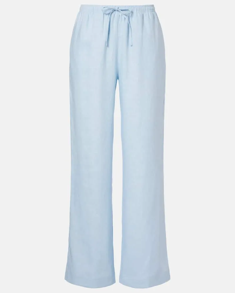 ASCENO Weite Hose Aurelia aus Leinen Blau