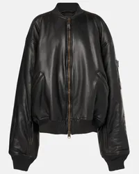 Balenciaga Bomberjacke aus Leder Schwarz