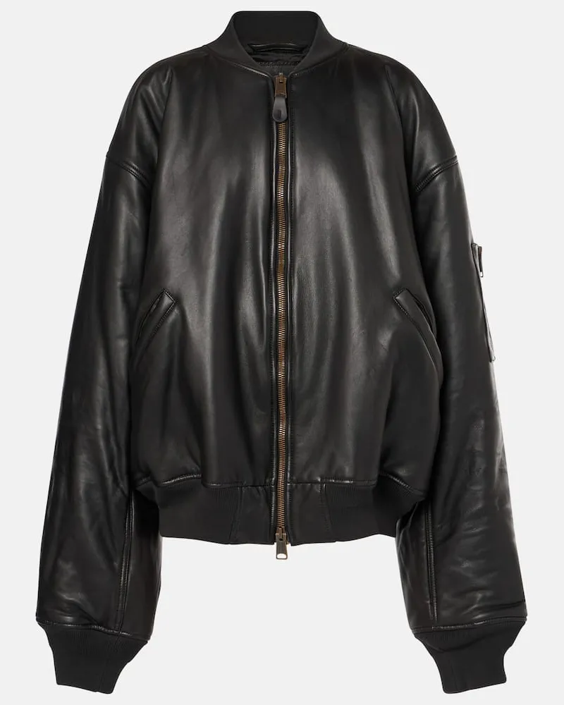 Balenciaga Bomberjacke aus Leder Schwarz