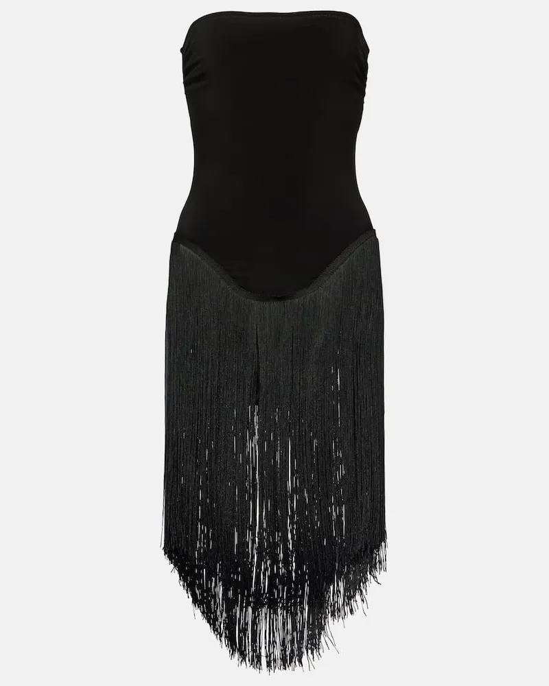 Norma Kamali Minikleid 18" Fringe Bishop Schwarz