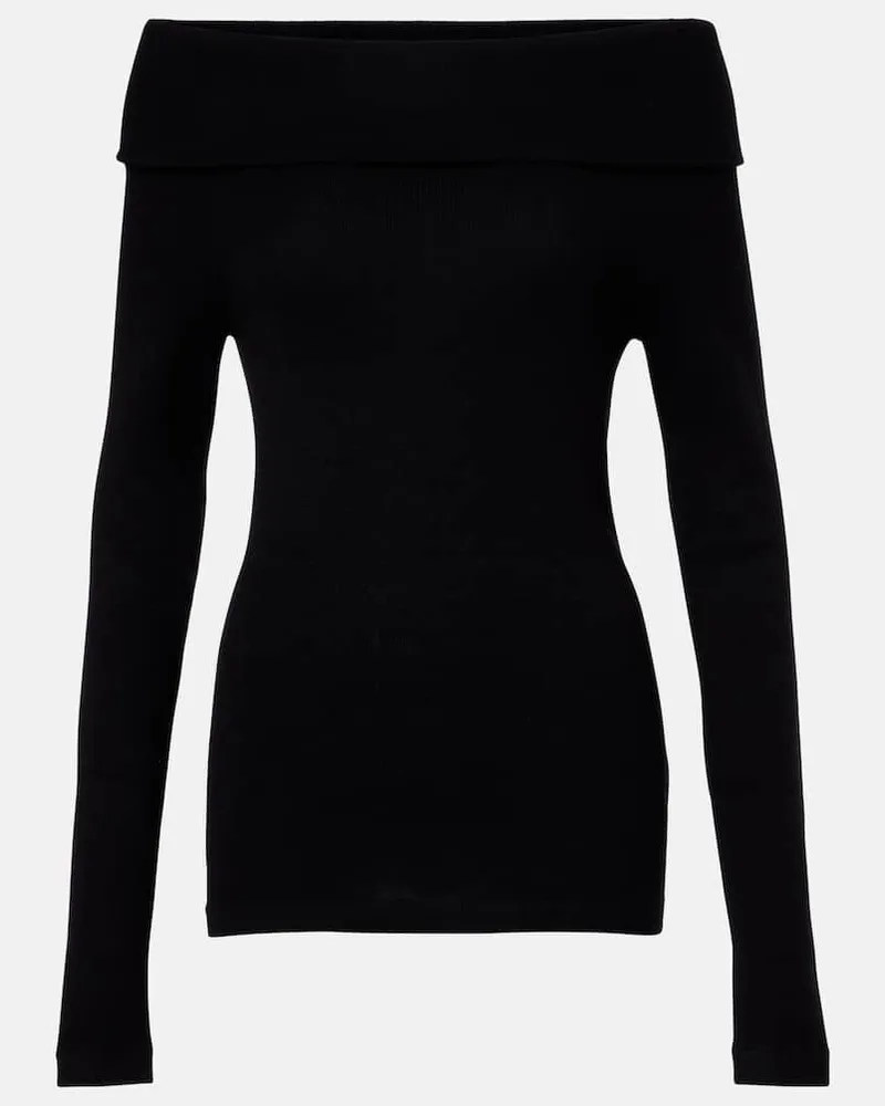 Lisa Yang Off-Shoulder-Top aus Baumwolle und Kaschmir Schwarz