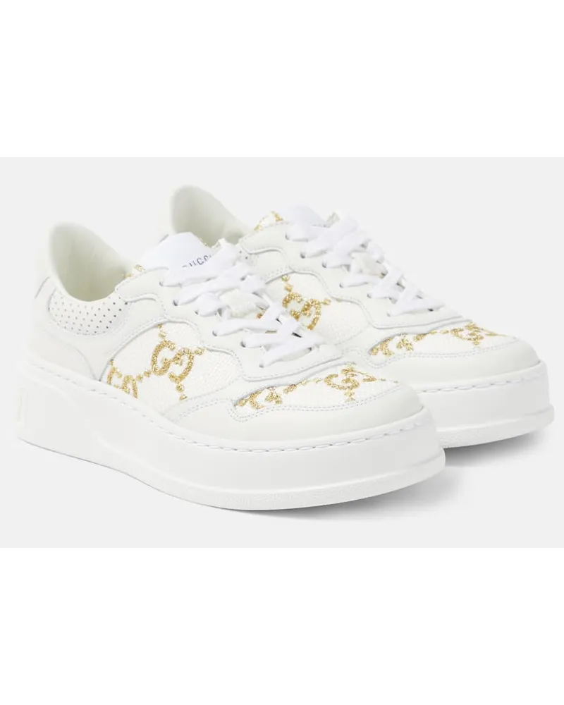 Gucci Sneakers GG mit Leder Weiss