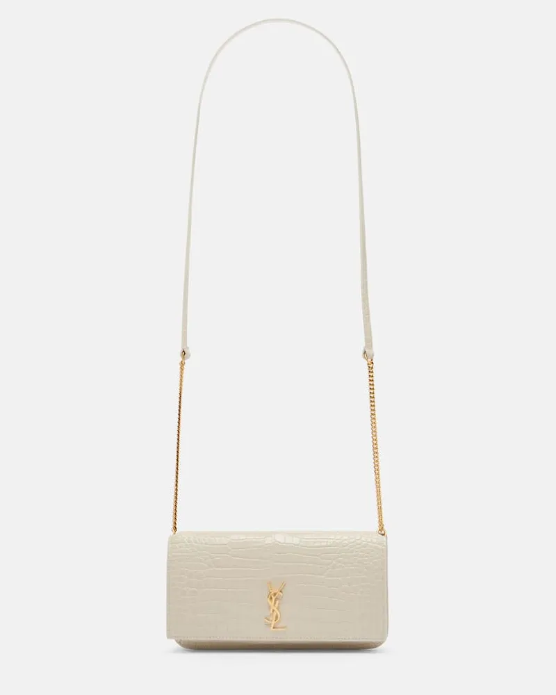 Saint Laurent Smartphone-Etui Cassandre Mini aus Leder Weiã