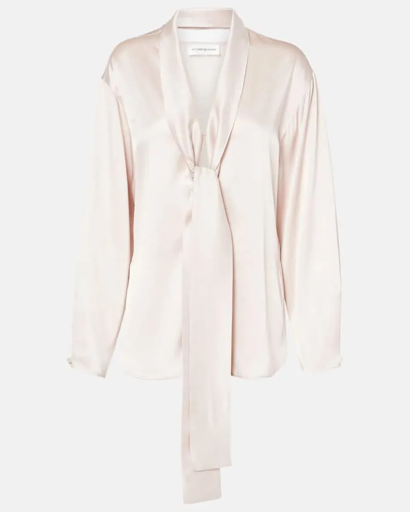 Victoria Beckham Schluppenbluse aus Satin Weiß