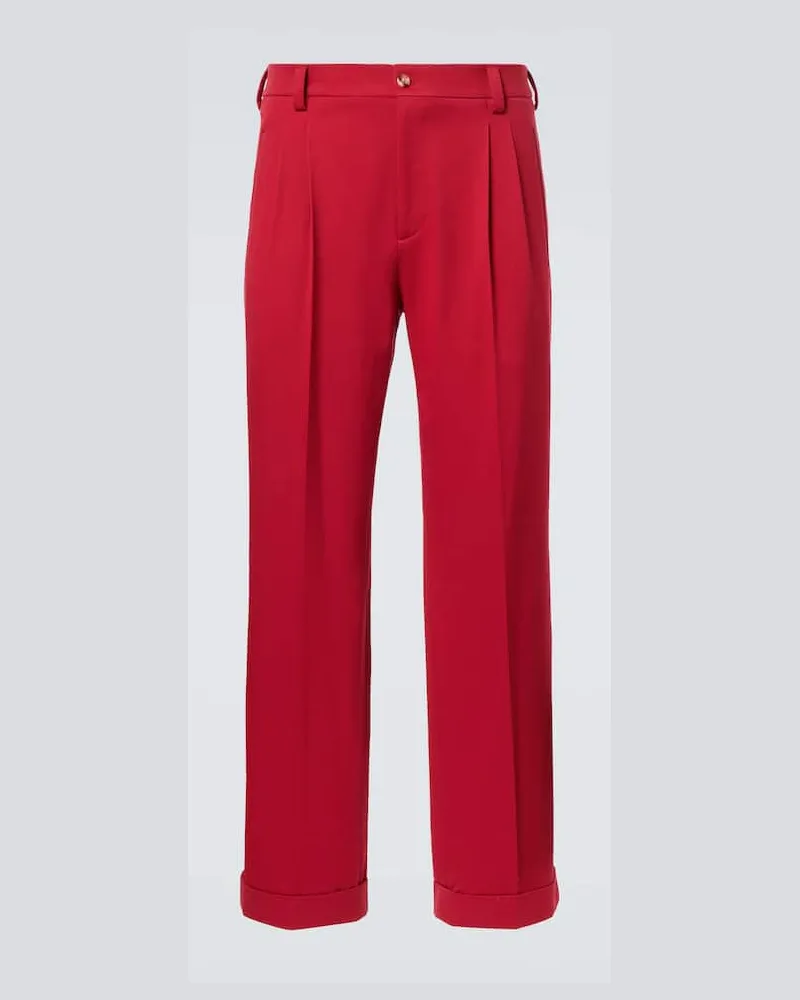 Valentino Garavani Gerade Hose aus Baumwoll-Twill Rot