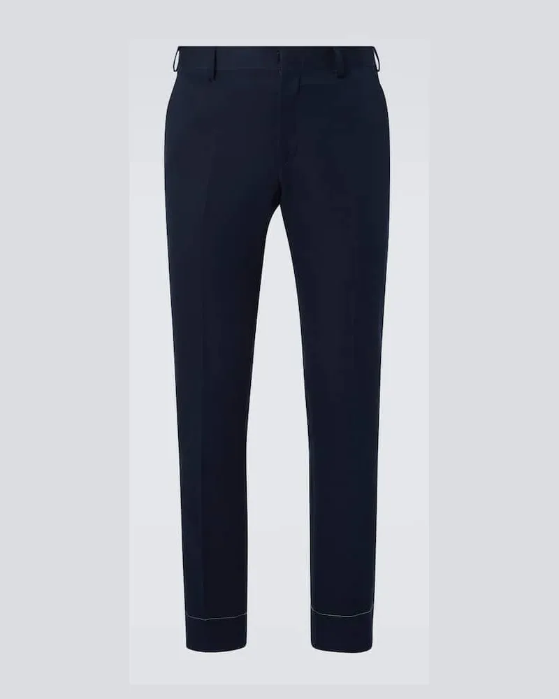Brioni Gerade Hose Pienza aus Leinen und Baumwolle Blau