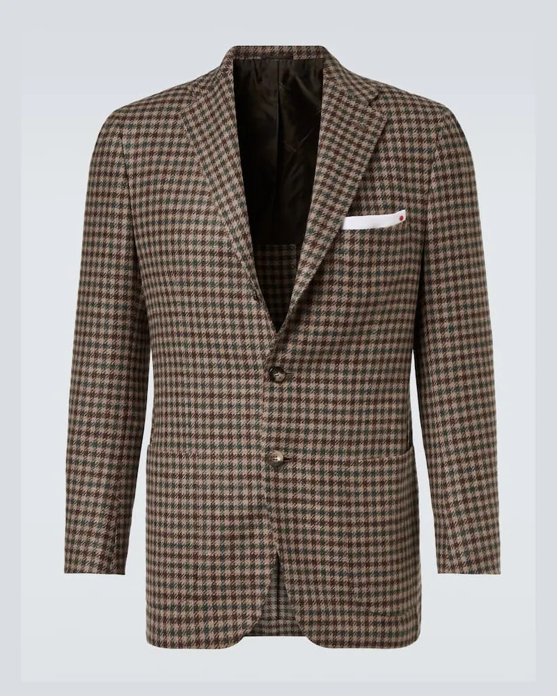 Kiton Blazer aus Wolle, Seide und Leinen Braun