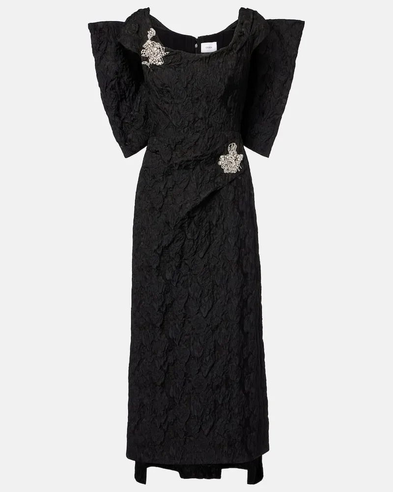 Erdem Bestickte Robe aus Jacquard Schwarz