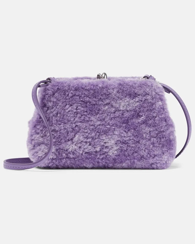 Jil Sander Schultertasche Goji Micro aus Shearling Violett