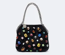 Verzierte Schultertasche Falabella Tiny aus Samt