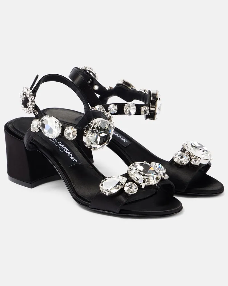 Dolce & Gabbana Sandalen Keira 60 aus Satin mit Kristallen Schwarz