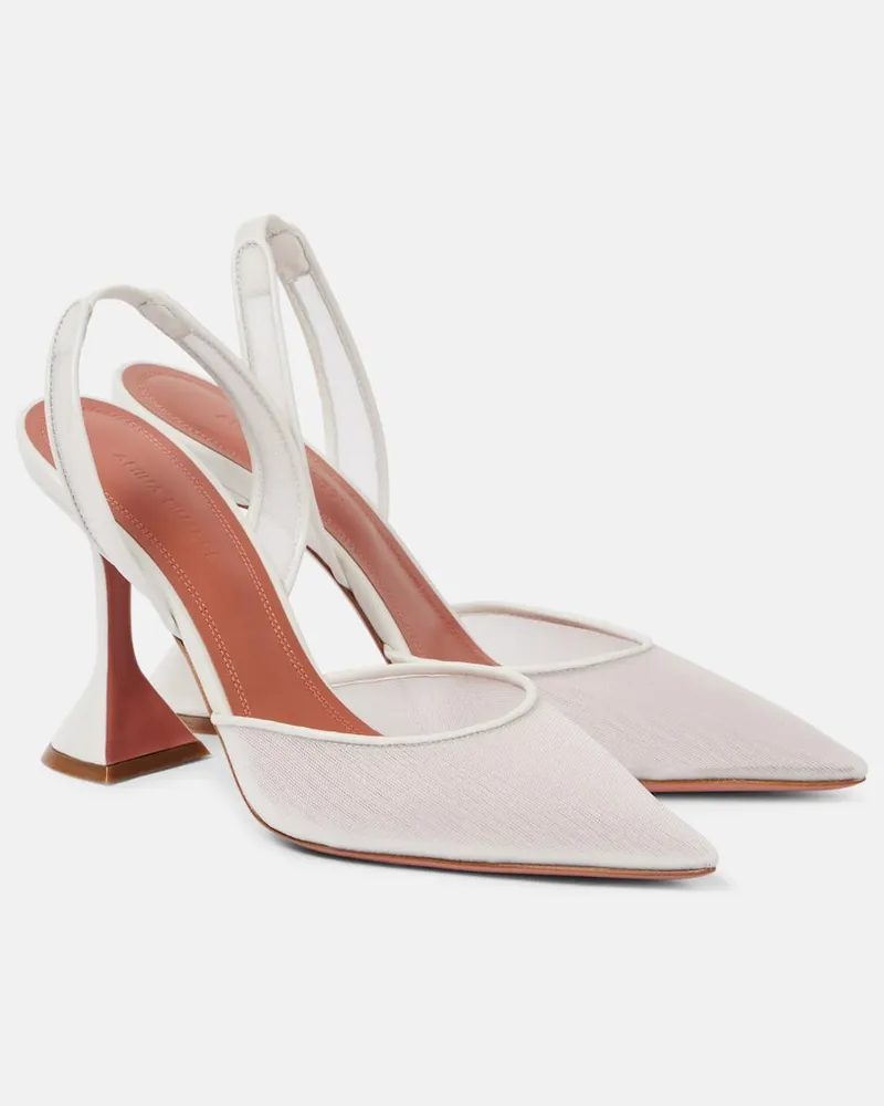 Amina Muaddi Slingback-Pumps Holli 95 aus Mesh Weiß