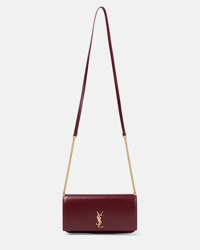 Saint Laurent Schultertasche Cassandre aus Leder Burgunderrot