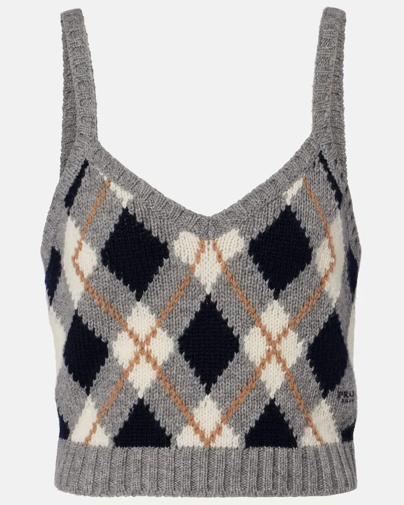 Prada Cropped-Top aus Kaschmir Multicolor