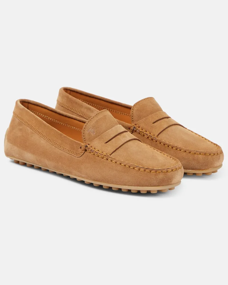 TOD'S Mokassins City Gommino aus Veloursleder Braun