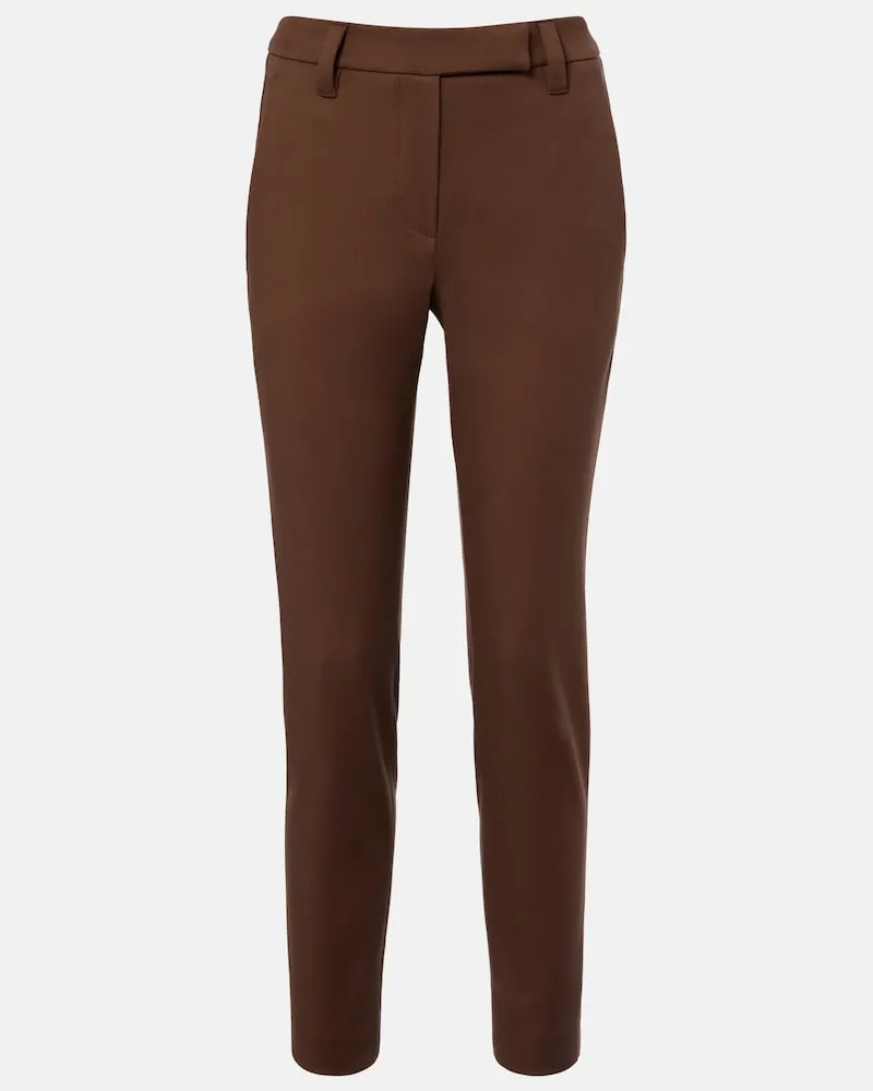 Brunello Cucinelli Schmale Hose aus einem Baumwollgemisch Braun