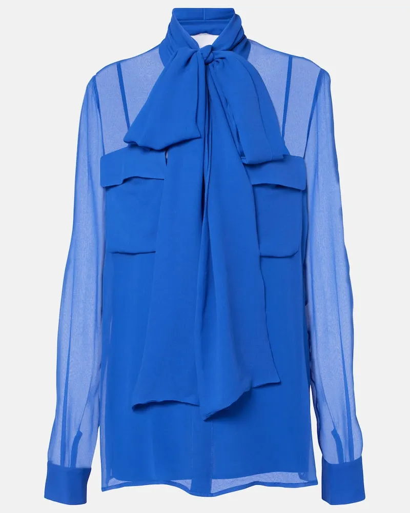 COSTARELLOS Bluse aus Seiden-Georgette Blau