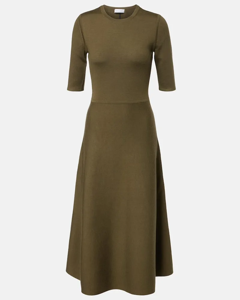 Gabriela Hearst Midikleid aus Wolle, Kaschmir und Seide Grün