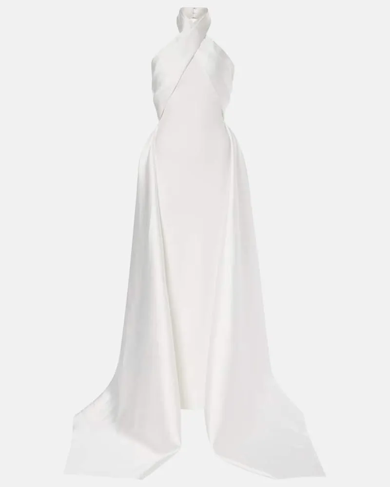 Solace London Robe Rumi aus Twill und Crêpe Weiß
