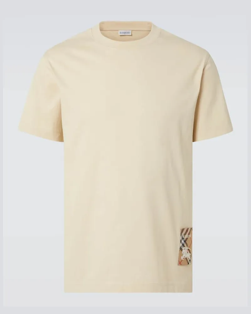 Burberry T-Shirt Burberry Check aus Baumwolle Beige